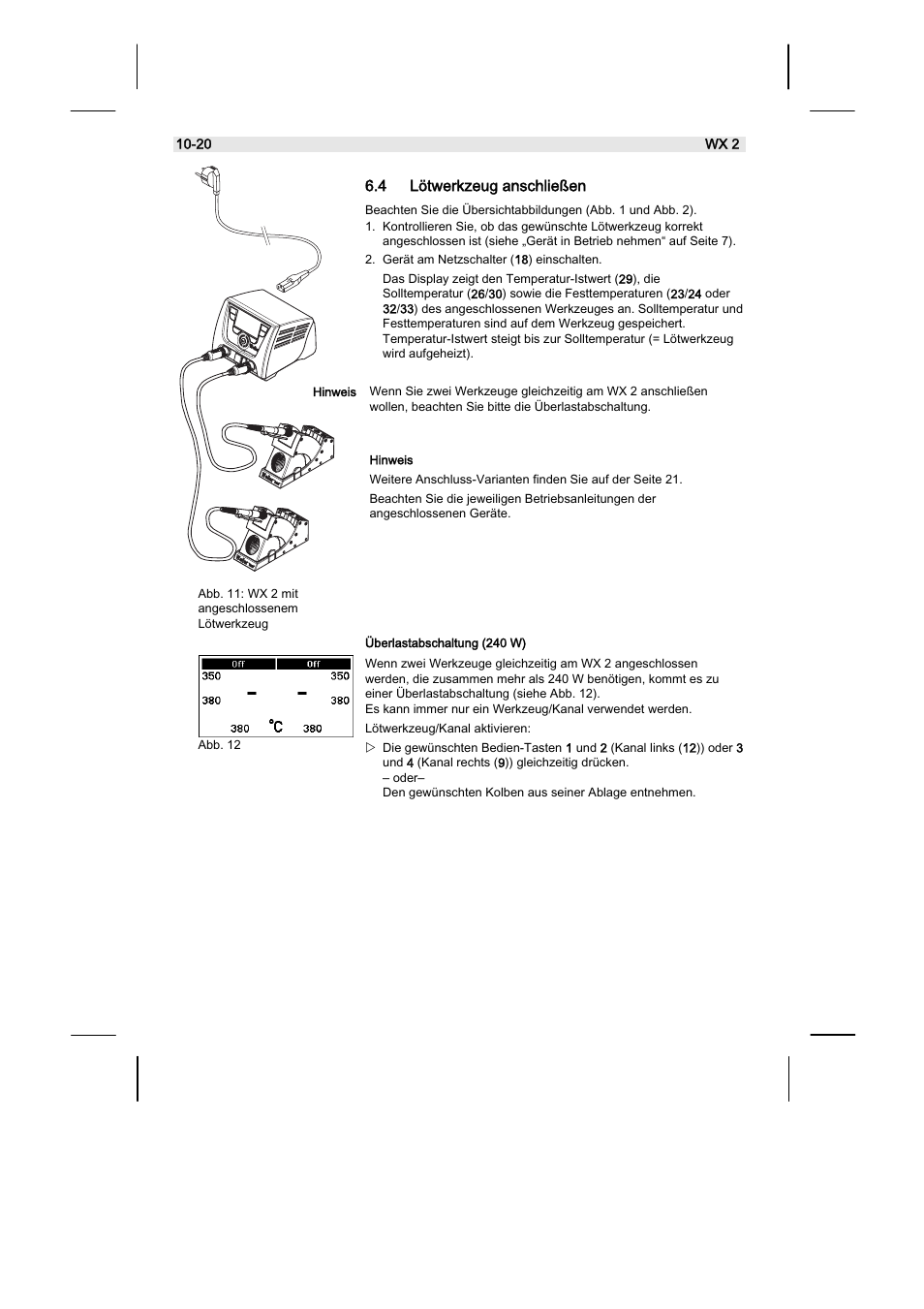 4 lötwerkzeug anschließen | Weller WX2 User Manual | Page 14 / 128