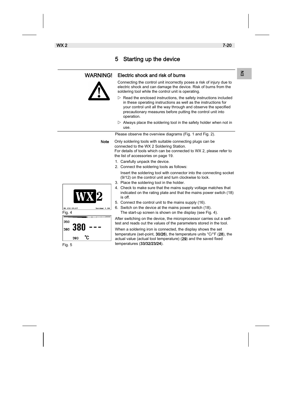 5 starting up the device | Weller WX2 User Manual | Page 31 / 128