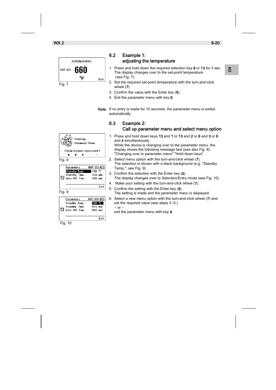 2 example 1: adjusting the temperature | Weller WX2 User Manual | Page 33 / 128