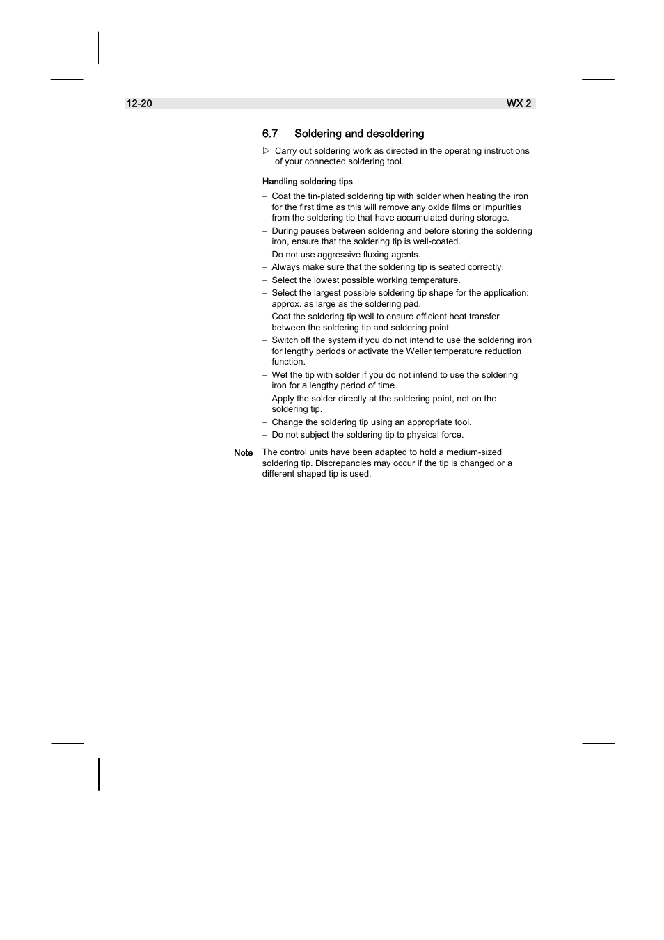 7 soldering and desoldering | Weller WX2 User Manual | Page 36 / 128