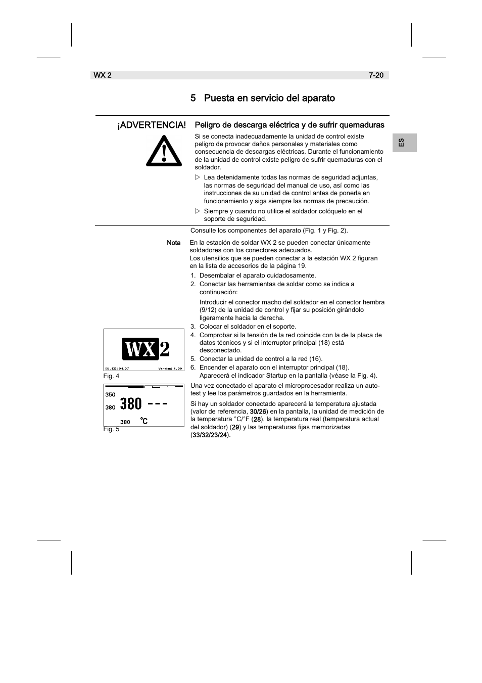 5 puesta en servicio del aparato | Weller WX2 User Manual | Page 51 / 128