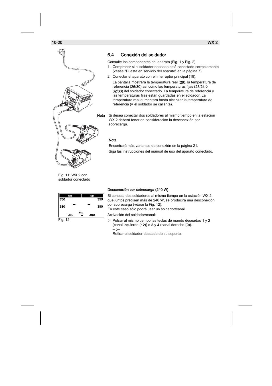 4 conexión del soldador | Weller WX2 User Manual | Page 54 / 128