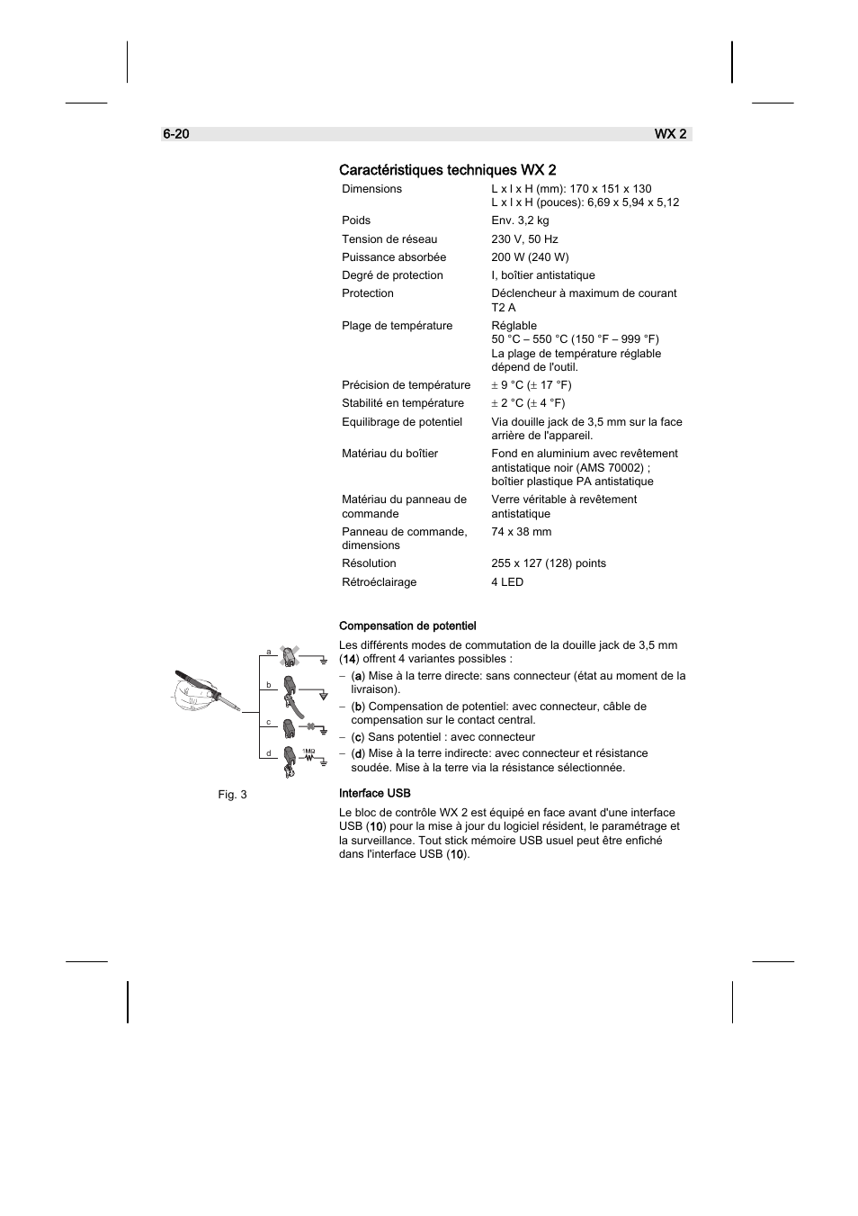 Caractéristiques techniques wx 2 | Weller WX2 User Manual | Page 70 / 128