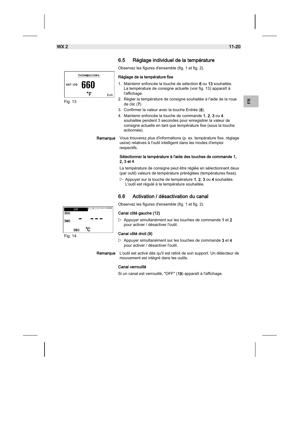 5 réglage individuel de la température, 6 activation / désactivation du canal | Weller WX2 User Manual | Page 75 / 128