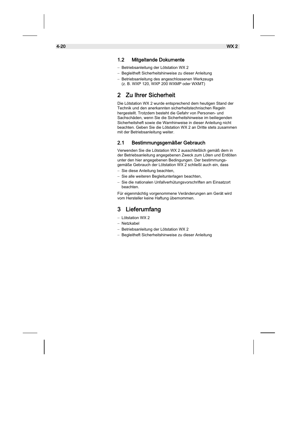 2 zu ihrer sicherheit, 3 lieferumfang | Weller WX2 User Manual | Page 8 / 128