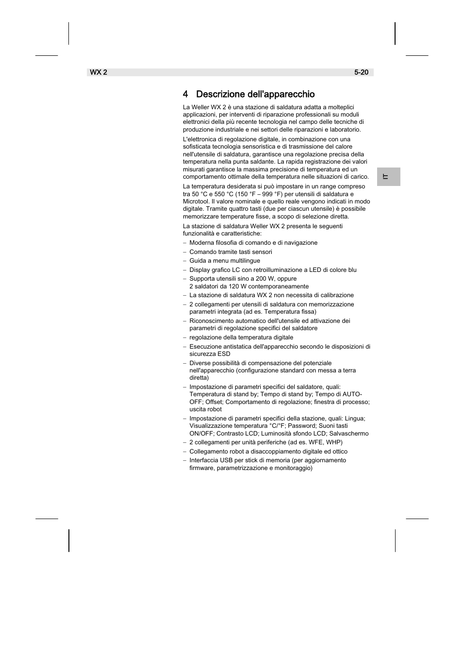 4 descrizione dell'apparecchio | Weller WX2 User Manual | Page 89 / 128