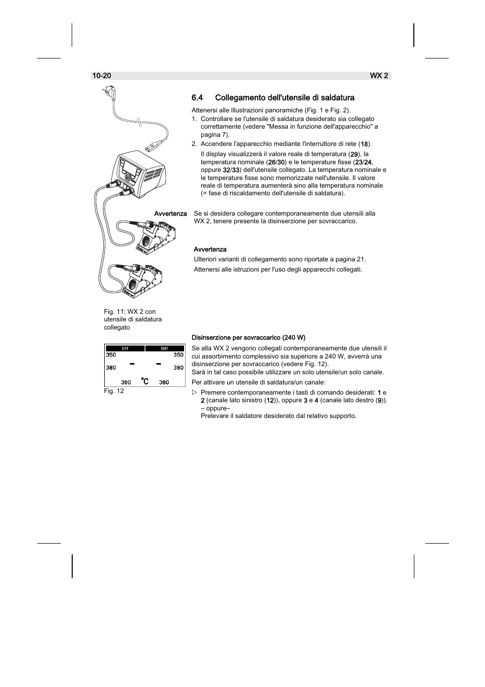 4 collegamento dell'utensile di saldatura | Weller WX2 User Manual | Page 94 / 128