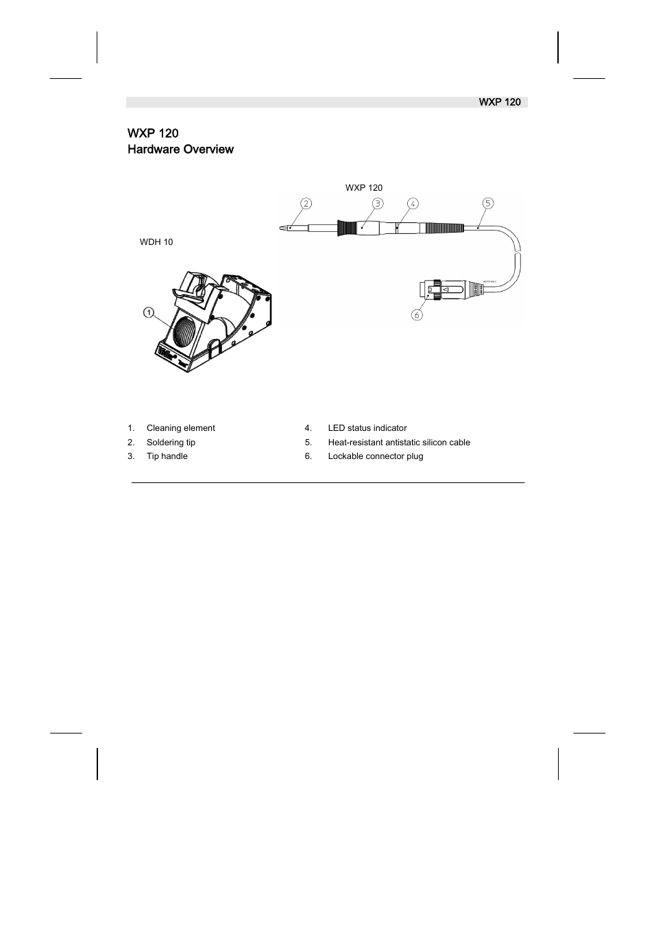 Wxp 120 hardware overview | Weller WX120 User Manual | Page 13 / 56