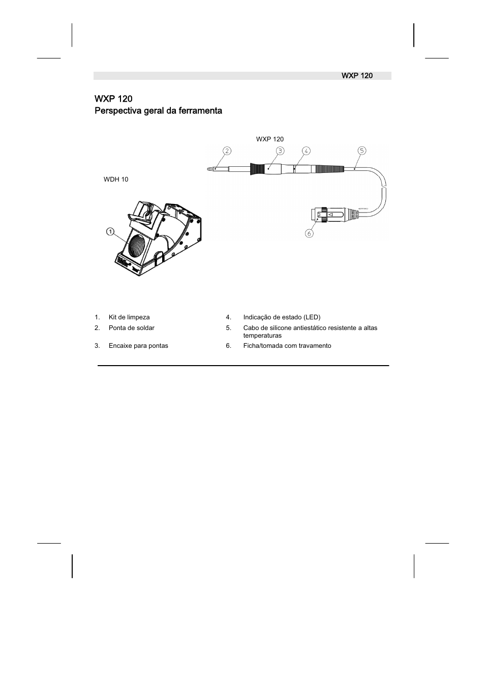 Wxp 120 perspectiva geral da ferramenta | Weller WX120 User Manual | Page 45 / 56