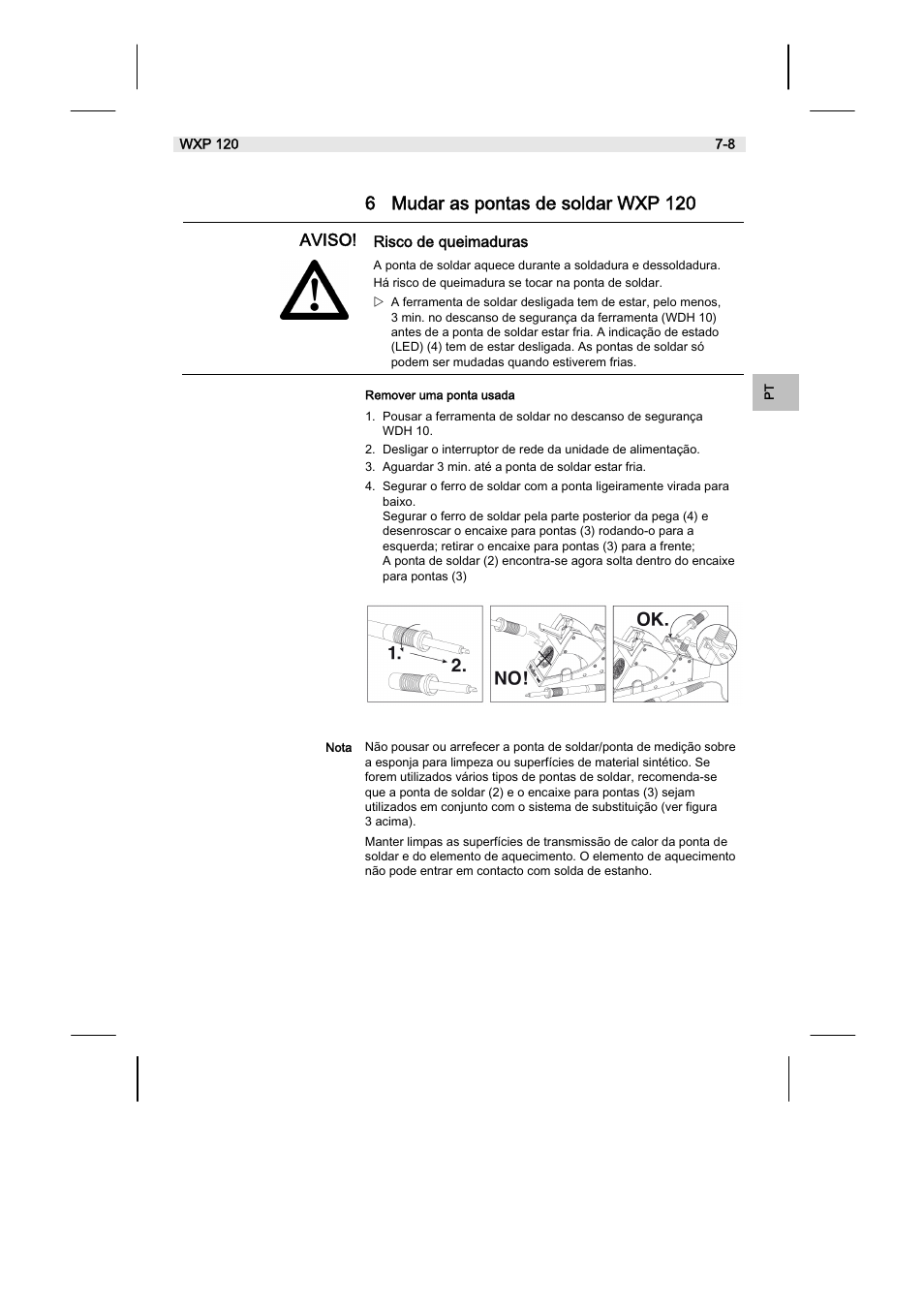 6 mudar as pontas de soldar wxp 120 | Weller WX120 User Manual | Page 50 / 56