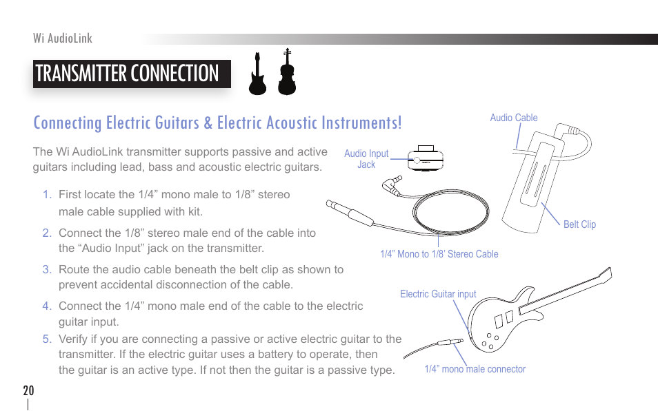 Transmitter connection | Wi Digital Systems Wi-AudioLink User Guide User Manual | Page 20 / 42