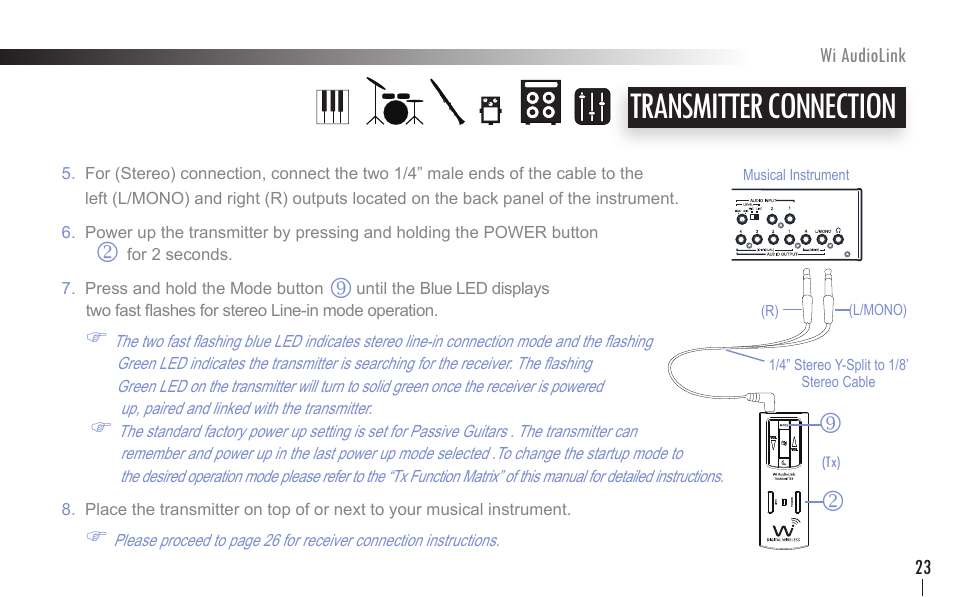 Transmitter connection, Rk r | Wi Digital Systems Wi-AudioLink User Guide User Manual | Page 23 / 42