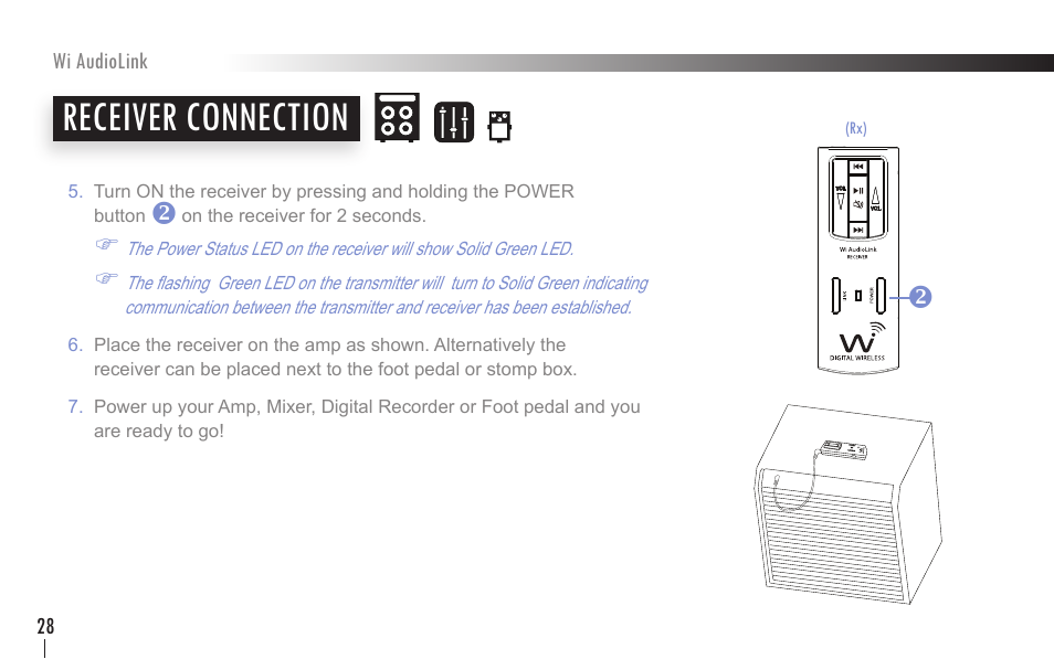 Receiver connection | Wi Digital Systems Wi-AudioLink User Guide User Manual | Page 28 / 42