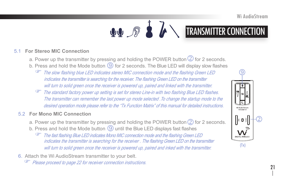 Transmitter connection, Kr k r | Wi Digital Systems Wi-AudioStream User Guide User Manual | Page 21 / 38