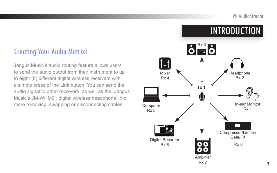 Introduction, Creating your audio matrix | Wi Digital Systems Wi-AudioStream User Guide User Manual | Page 7 / 38