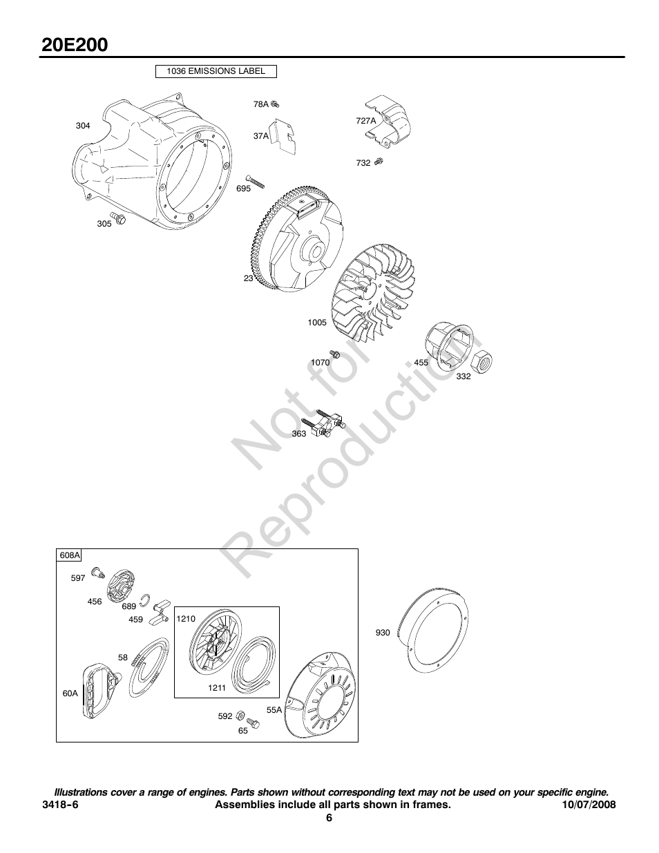 Not for reproduction | Briggs & Stratton 20E200 User Manual | Page 6 / 12