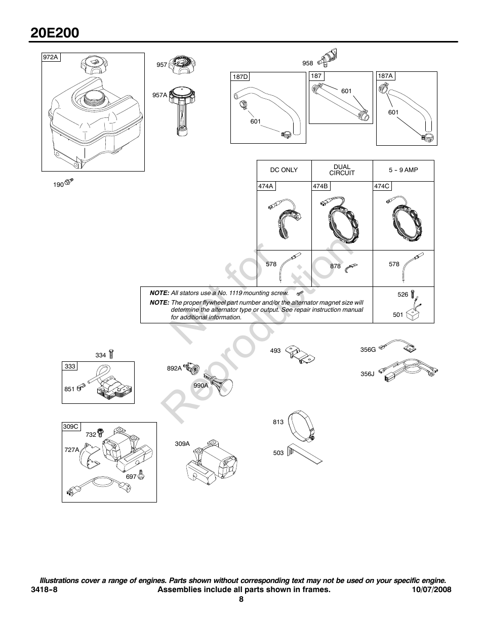 Not for reproduction | Briggs & Stratton 20E200 User Manual | Page 8 / 12
