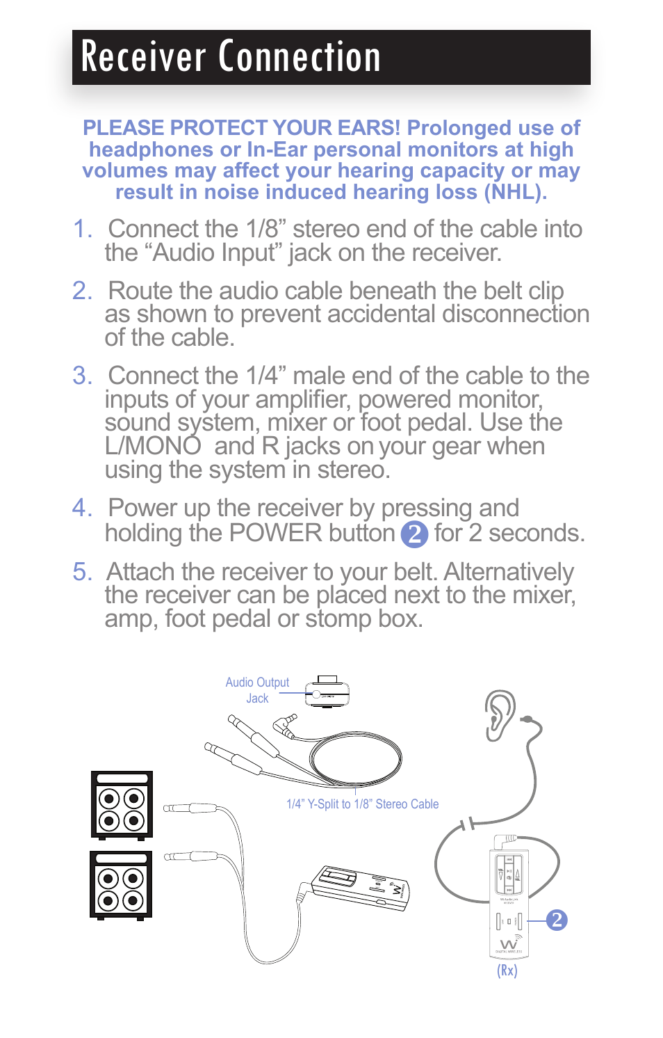 Receiver connection | Wi Digital Systems Wi-AudioLink Quick User Guide User Manual | Page 5 / 10