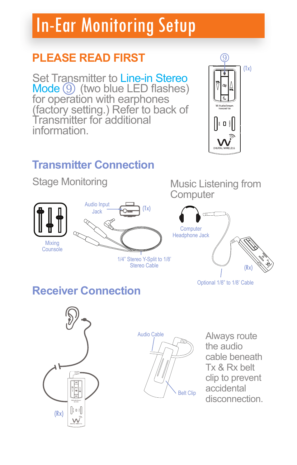 In-ear monitoring setup | Wi Digital Systems Wi-AudioStream EL Quick User Guide User Manual | Page 5 / 10