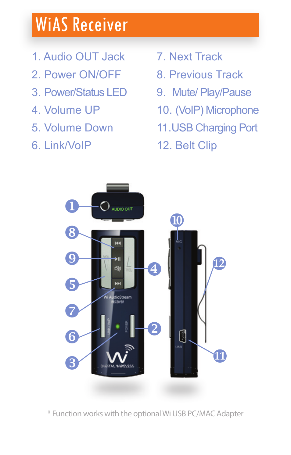 Wias receiver | Wi Digital Systems Wi-AudioStream EL Quick User Guide User Manual | Page 9 / 10
