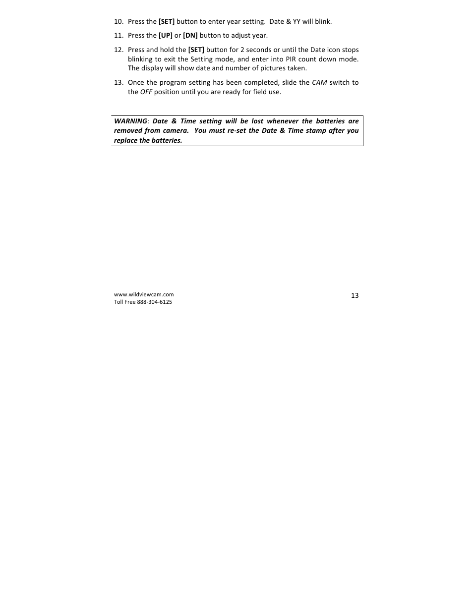 Wildview STC-TGLBC2 EZ-Cam (Bubba Cam) User Manual | Page 13 / 29