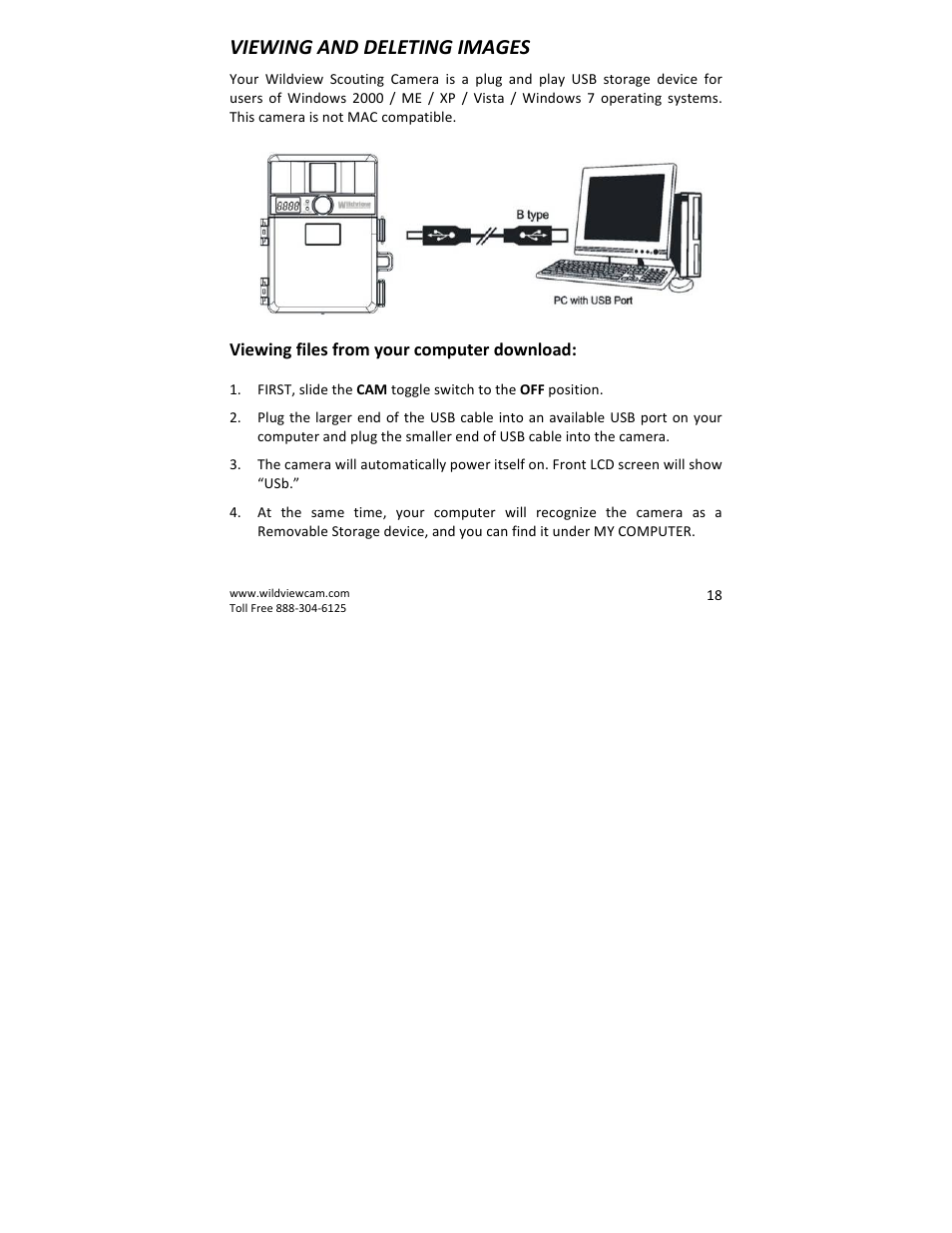 Viewing and deleting images | Wildview STC-TGLBC2 EZ-Cam (Bubba Cam) User Manual | Page 18 / 29