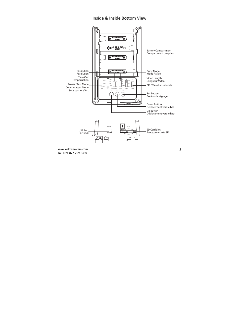 Inside & inside bottom view | Wildview STC-WV40NG User Manual | Page 5 / 29