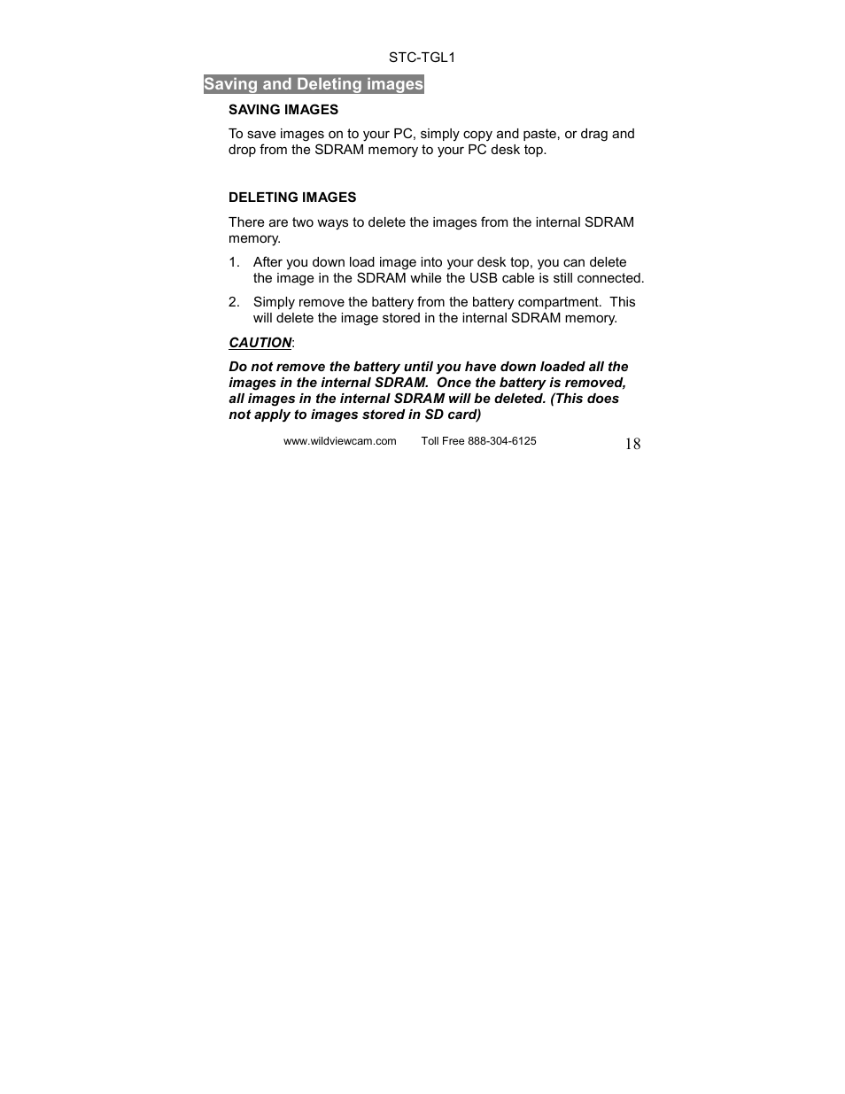 Wildview STC-TGL1 User Manual | Page 18 / 24