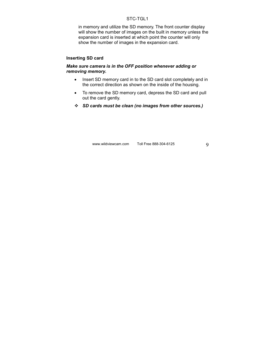 Wildview STC-TGL1 User Manual | Page 9 / 24