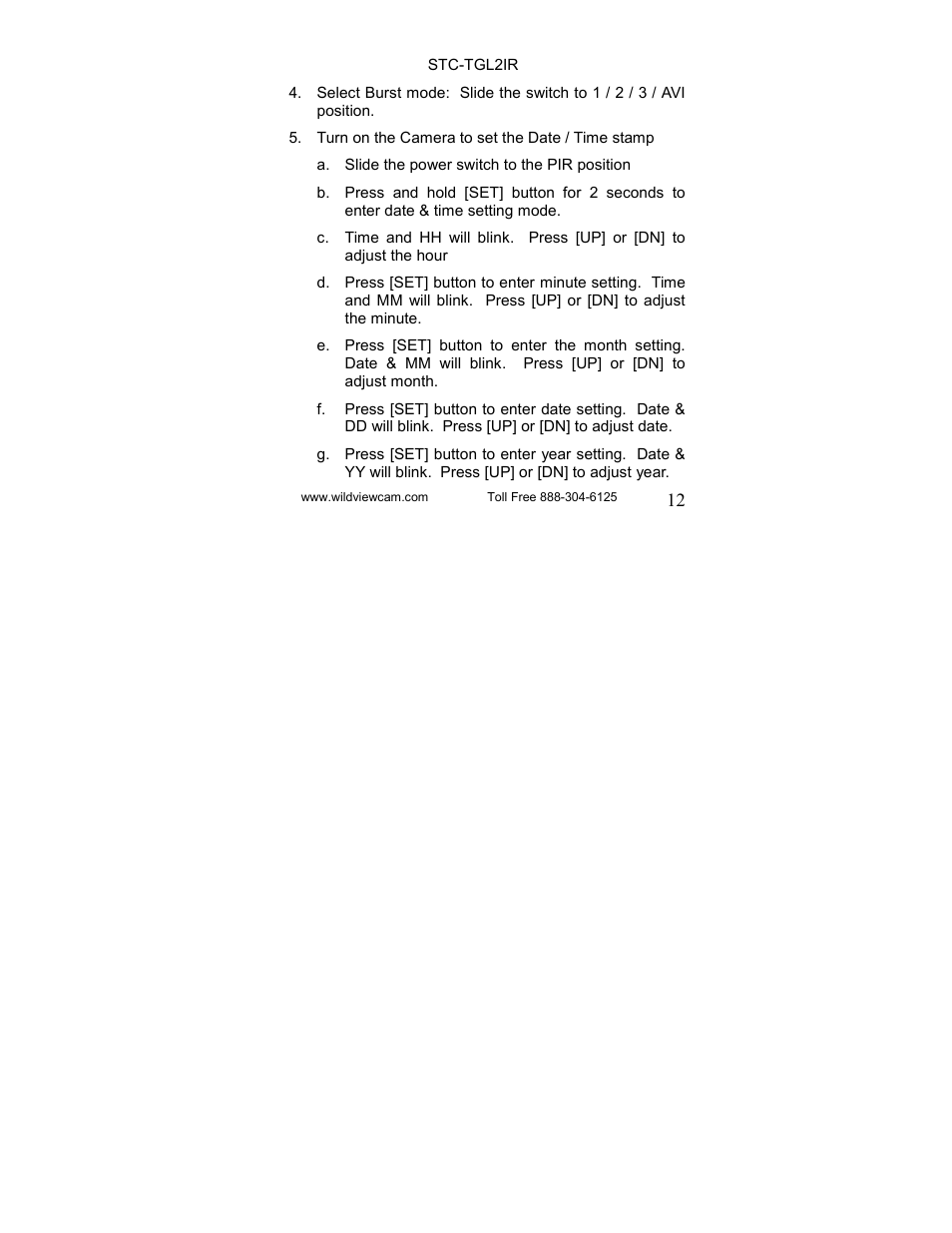 Wildview STC-TGL-2IR User Manual | Page 12 / 31