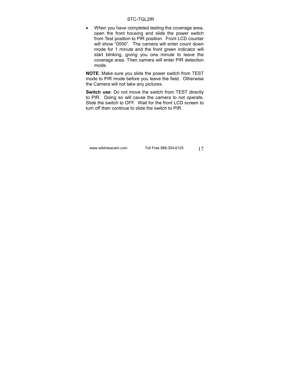 Wildview STC-TGL-2IR User Manual | Page 17 / 31