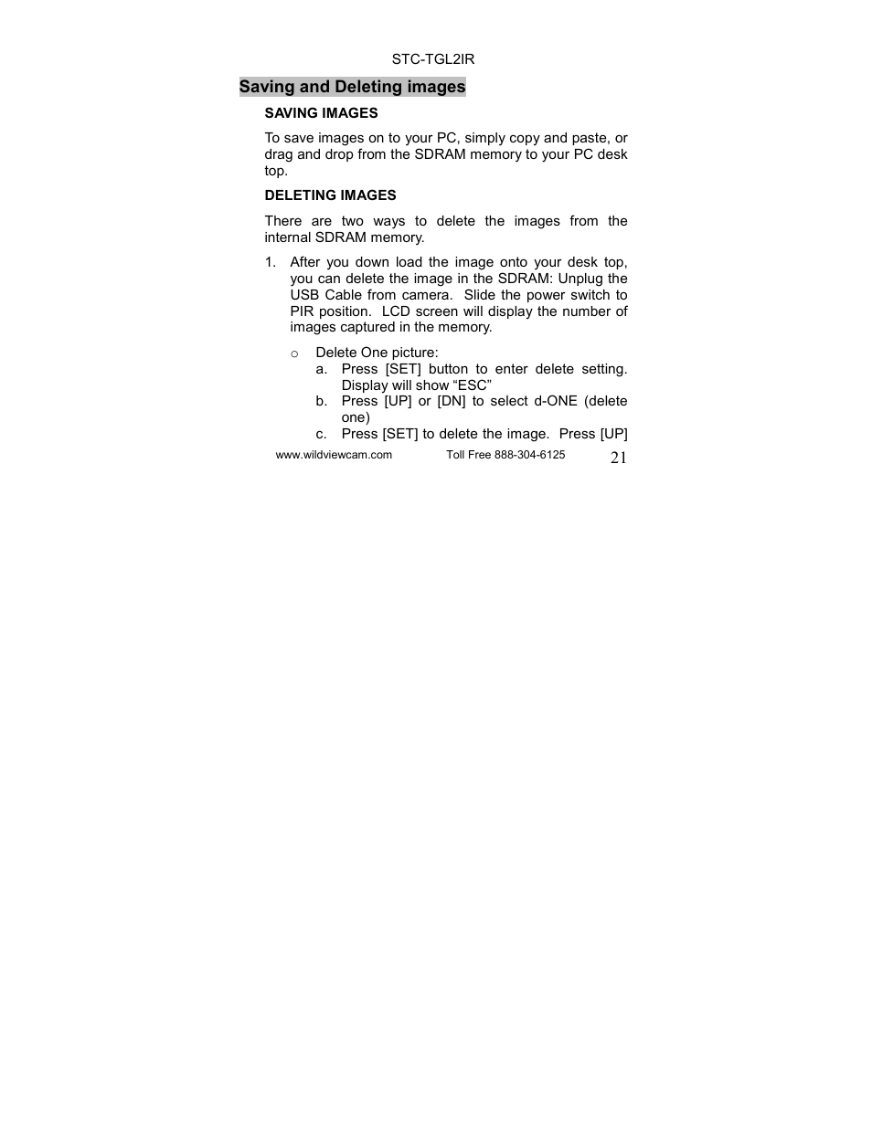 Wildview STC-TGL-2IR User Manual | Page 21 / 31