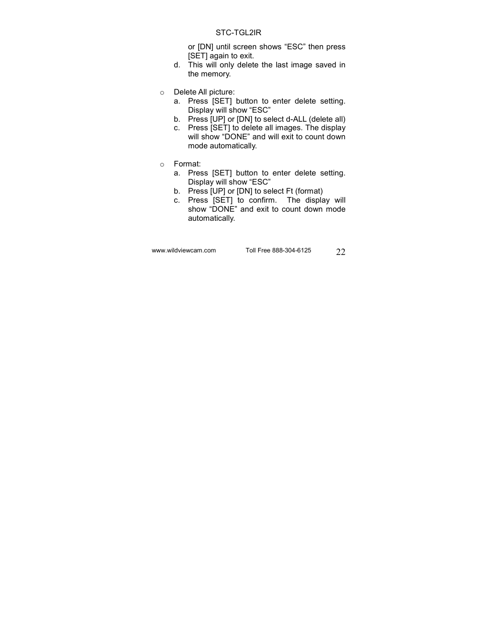 Wildview STC-TGL-2IR User Manual | Page 22 / 31