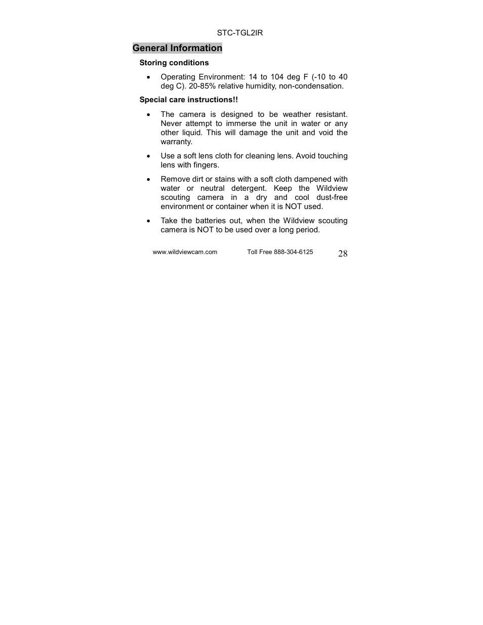 Wildview STC-TGL-2IR User Manual | Page 28 / 31