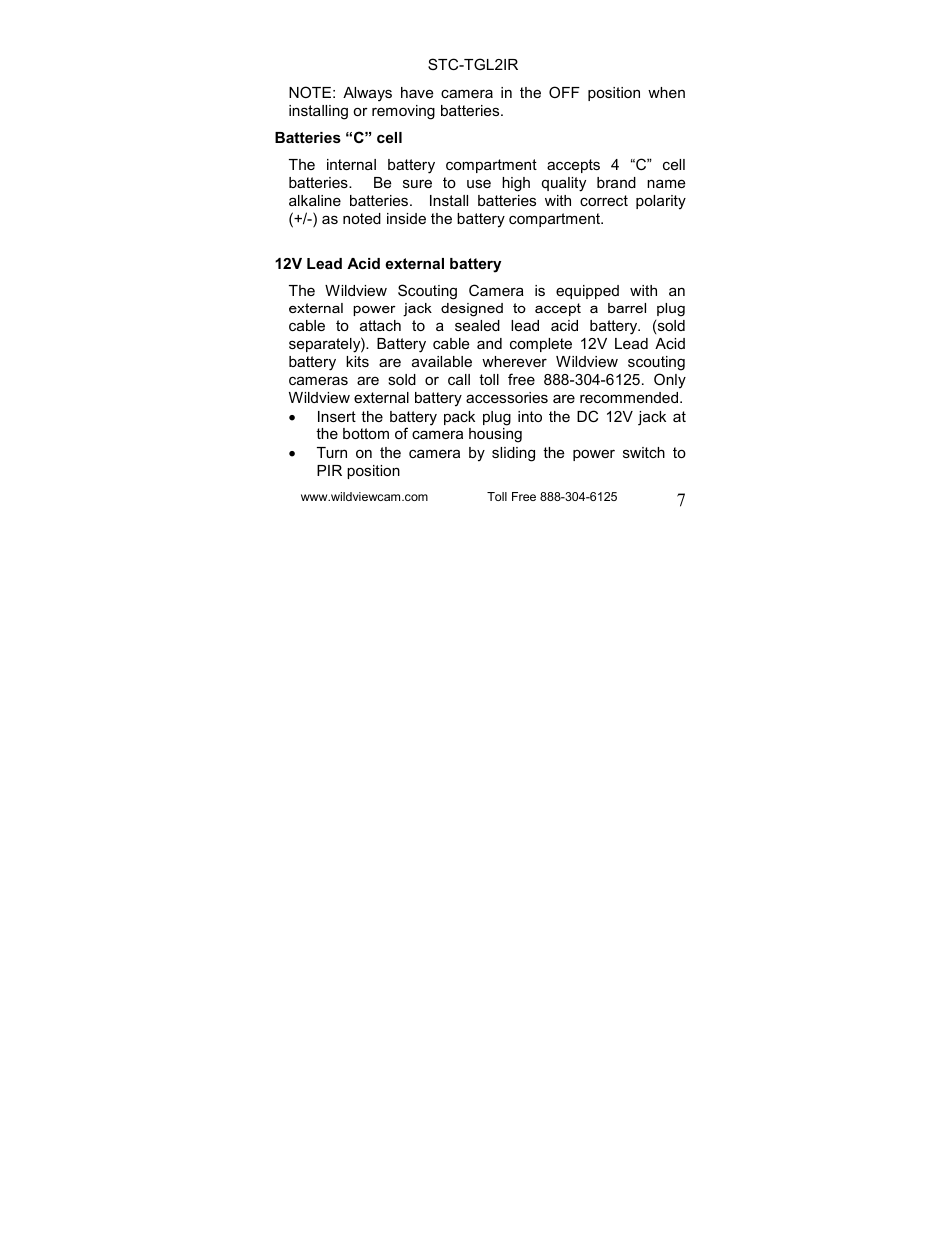 Wildview STC-TGL-2IR User Manual | Page 7 / 31