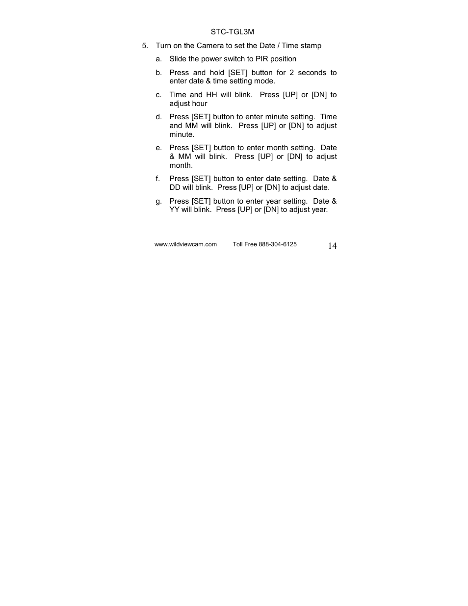 Wildview STC-TGL-3 User Manual | Page 14 / 31