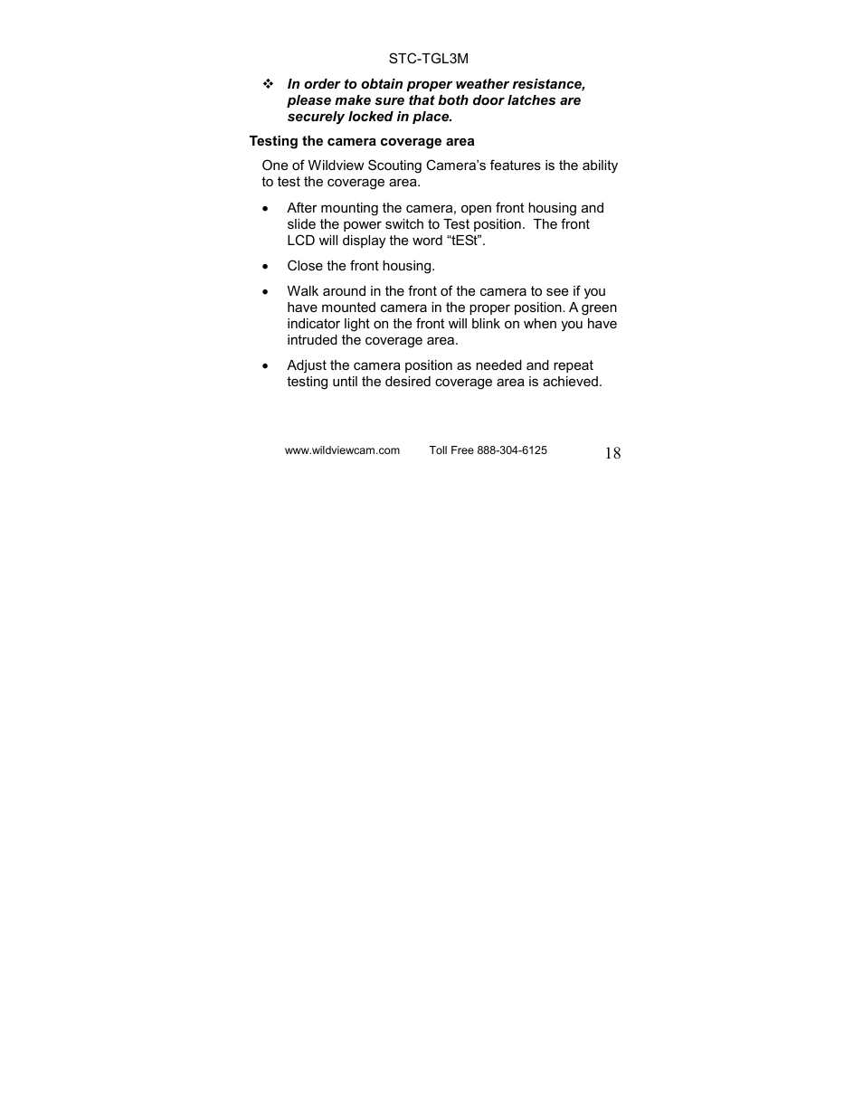 Wildview STC-TGL-3 User Manual | Page 18 / 31