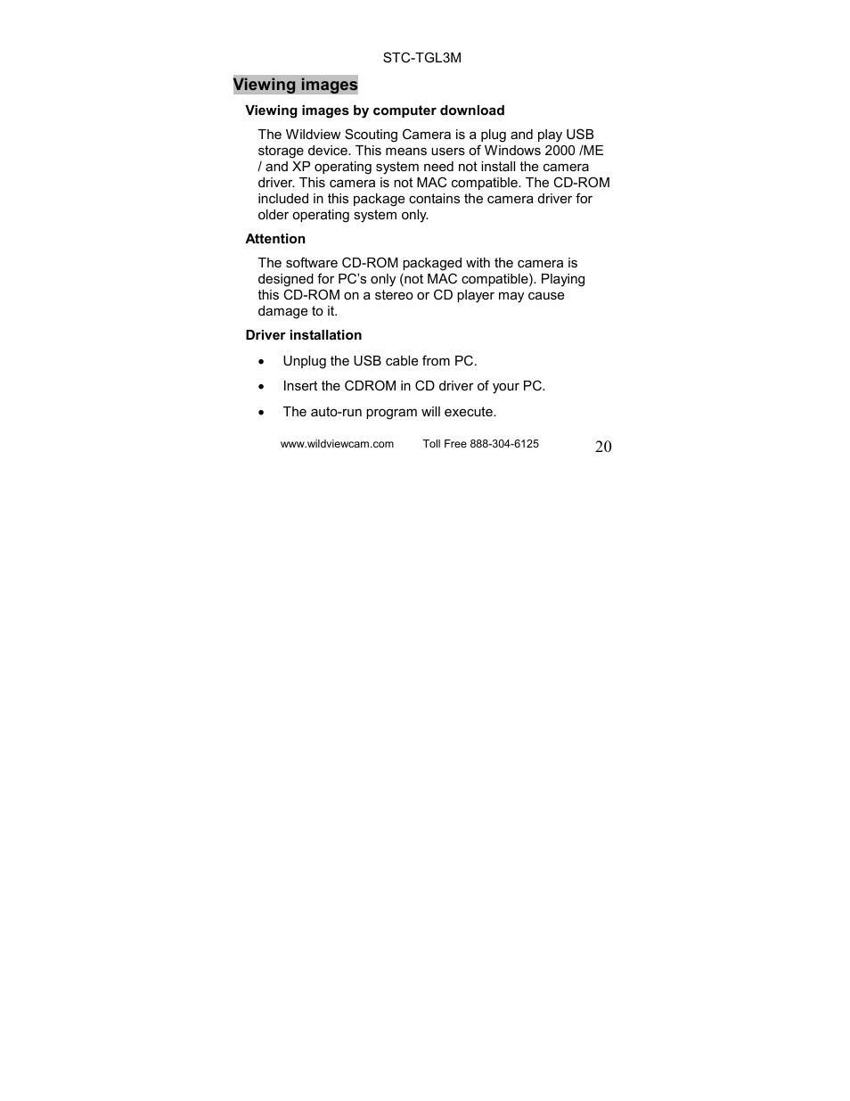 Wildview STC-TGL-3 User Manual | Page 20 / 31