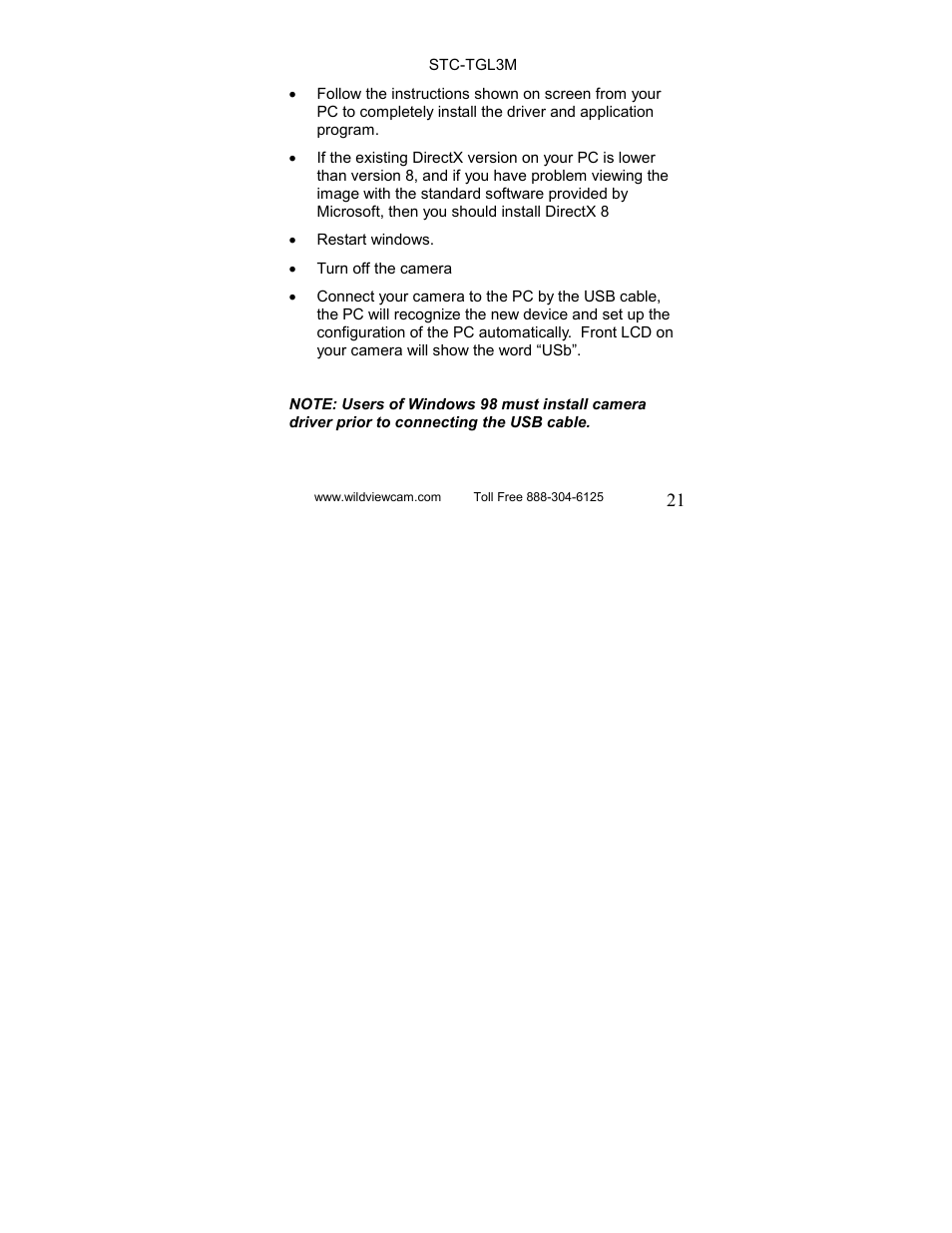 Wildview STC-TGL-3 User Manual | Page 21 / 31