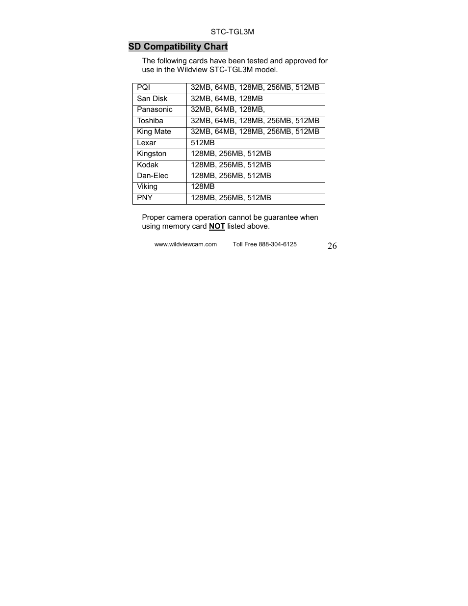 Wildview STC-TGL-3 User Manual | Page 26 / 31