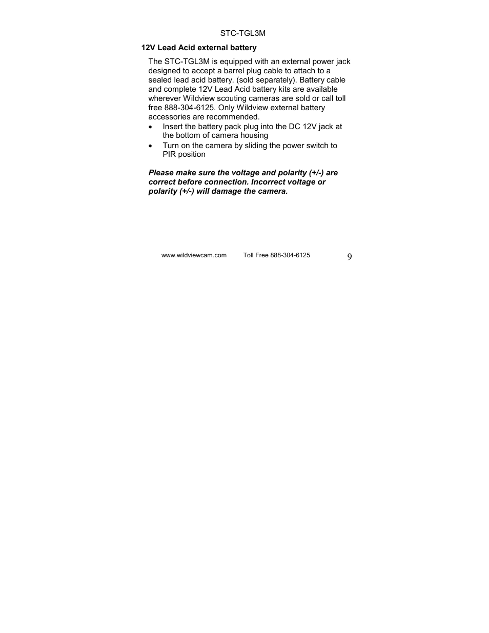 Wildview STC-TGL-3 User Manual | Page 9 / 31