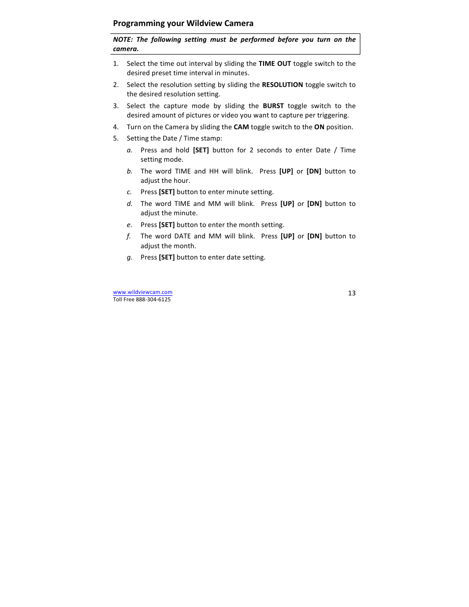 Wildview STC-TGL-X2IR User Manual | Page 13 / 30