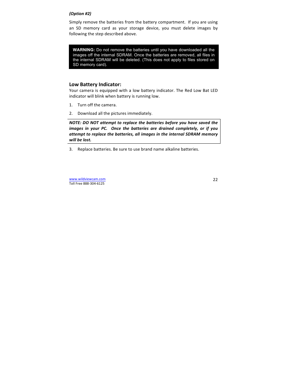 Low battery indicator | Wildview STC-TGL-X2IR User Manual | Page 22 / 30
