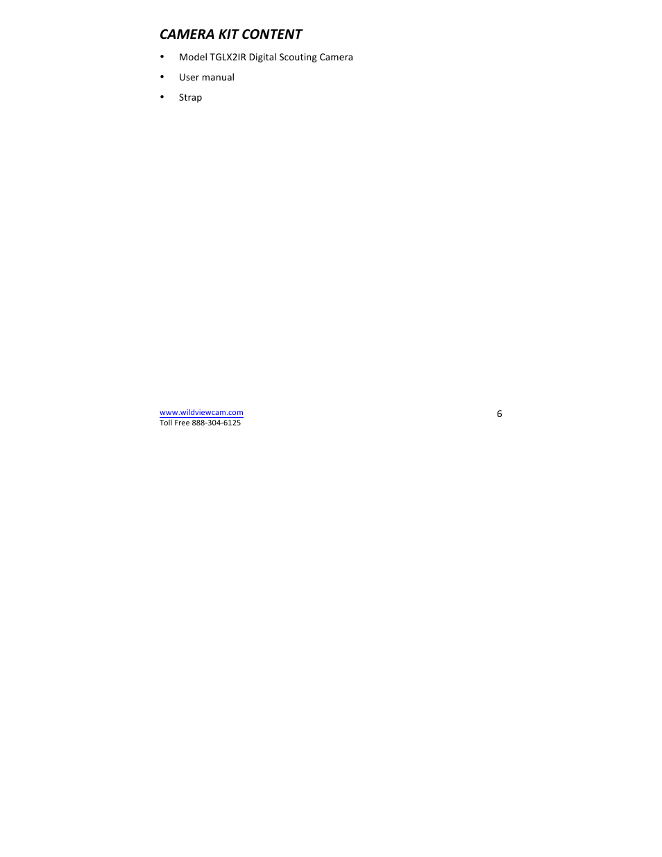 Camera kit content | Wildview STC-TGL-X2IR User Manual | Page 6 / 30