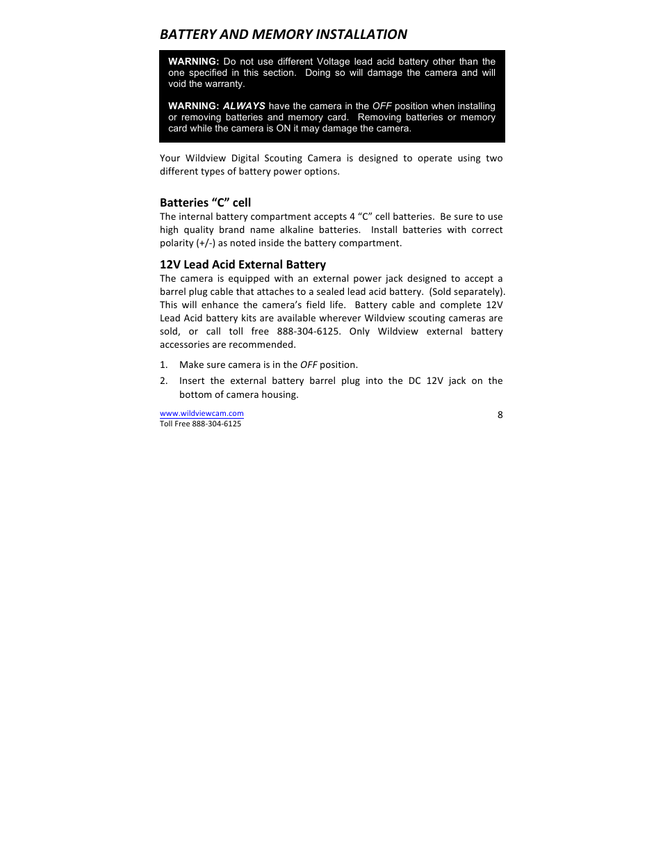 Wildview STC-TGL-X2IR User Manual | Page 8 / 30