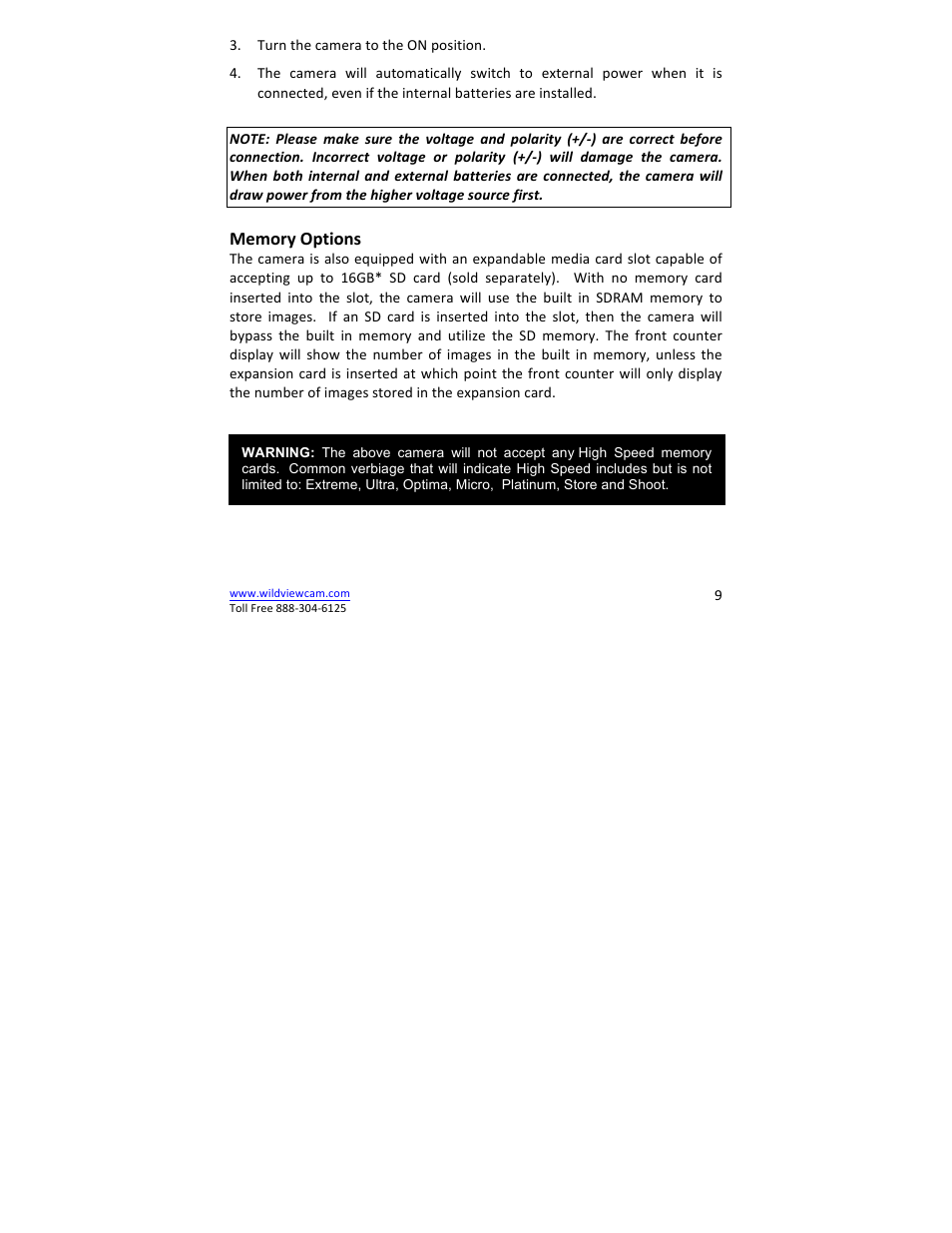 Wildview STC-TGL-X2IR User Manual | Page 9 / 30