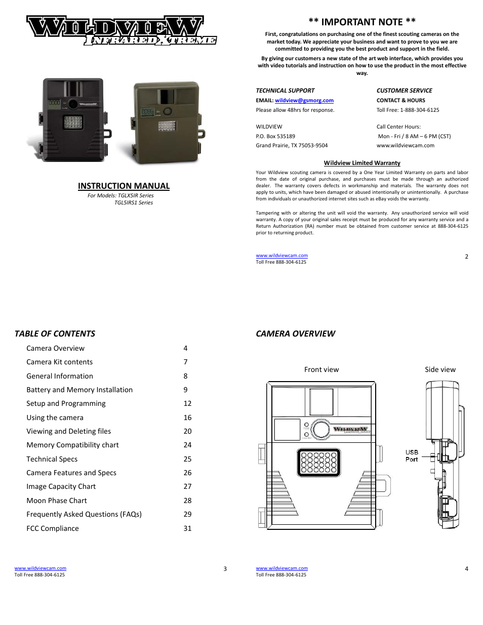 Wildview STC-TGL-X5IR User Manual | 8 pages
