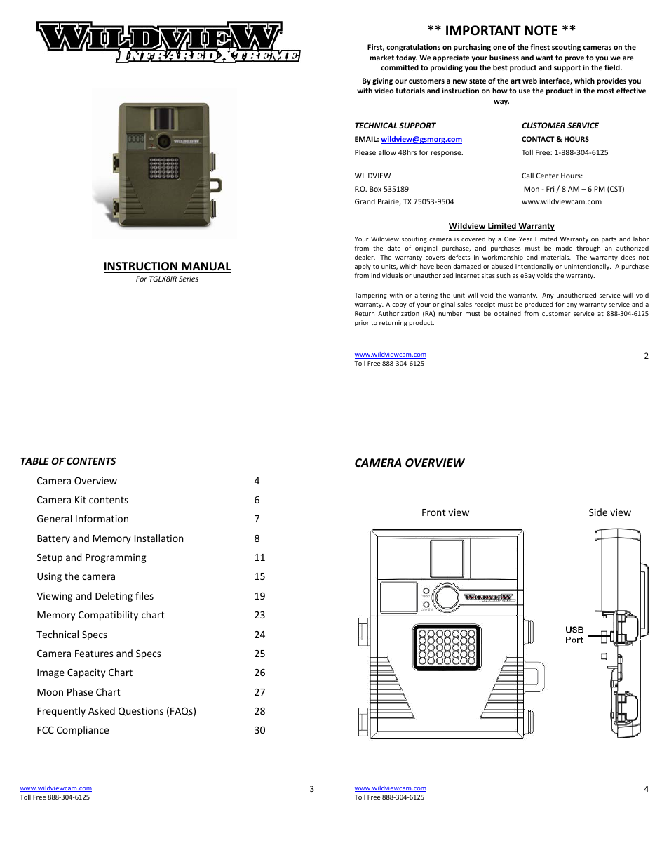 Wildview STC-TGL-X8IR User Manual | 8 pages