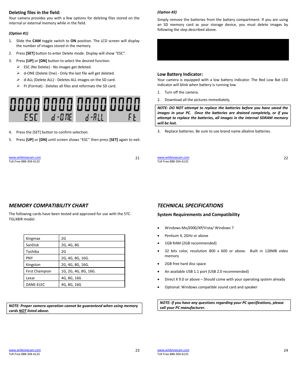 Technical specifications | Wildview STC-TGL-X8IR User Manual | Page 6 / 8