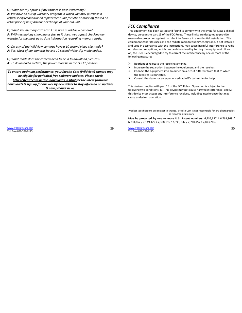 Fcc compliance | Wildview STC-TGL-X8IR User Manual | Page 8 / 8